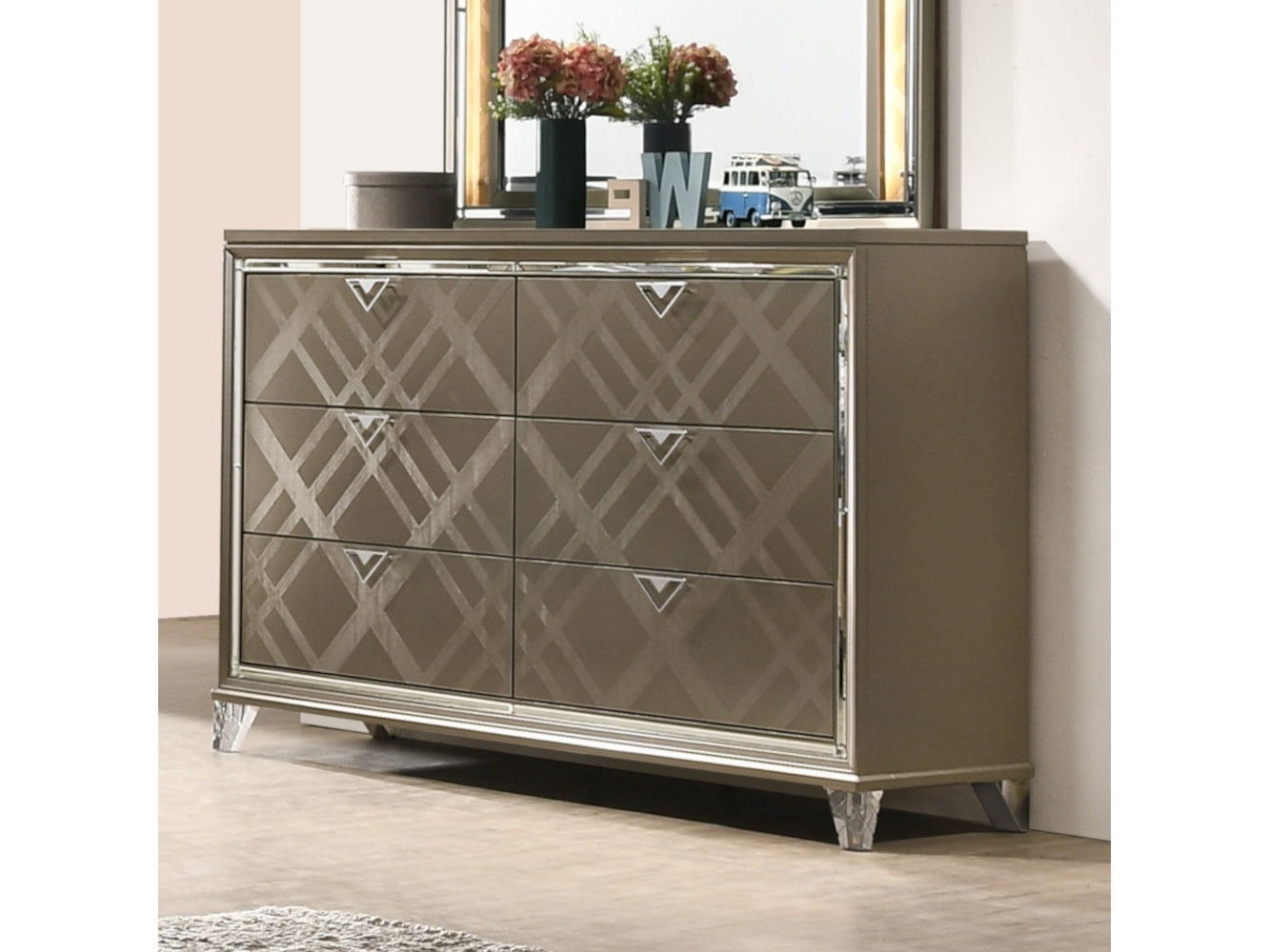 Skylar Dark Champagne Dresser - Ornate Home