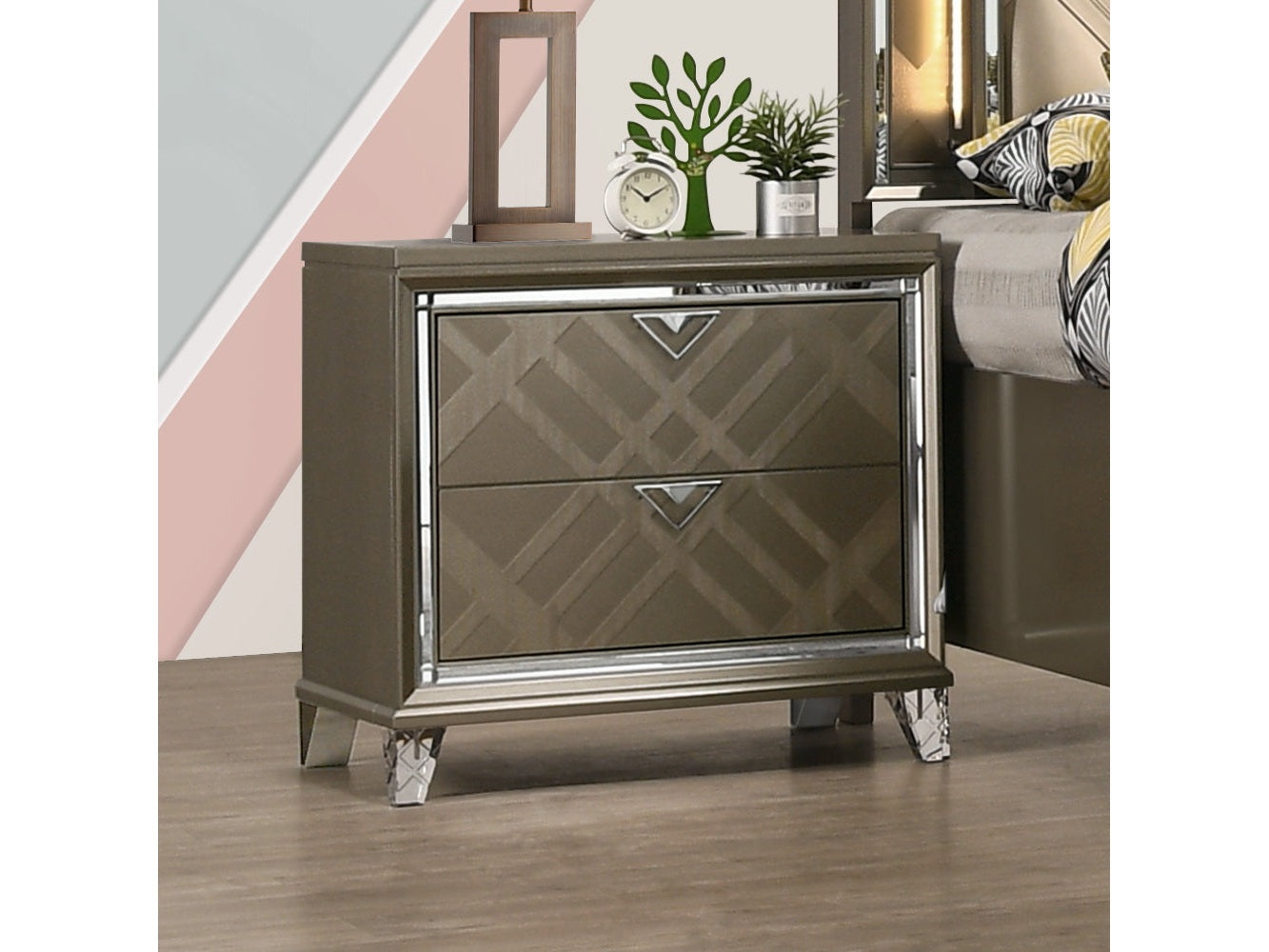 Skylar Dark Champagne Nightstand - Ornate Home