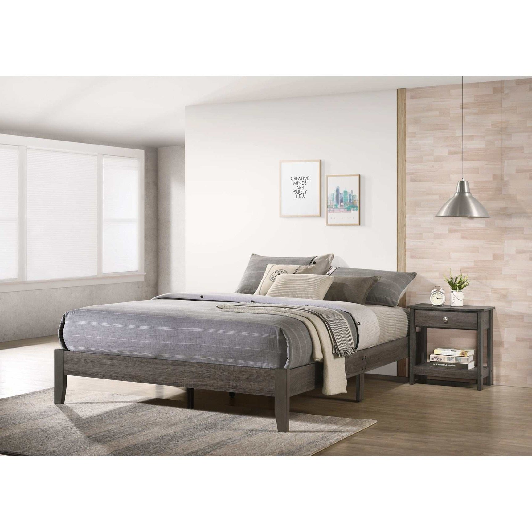 Skyler Gray Platform Bed Frame - Ornate Home