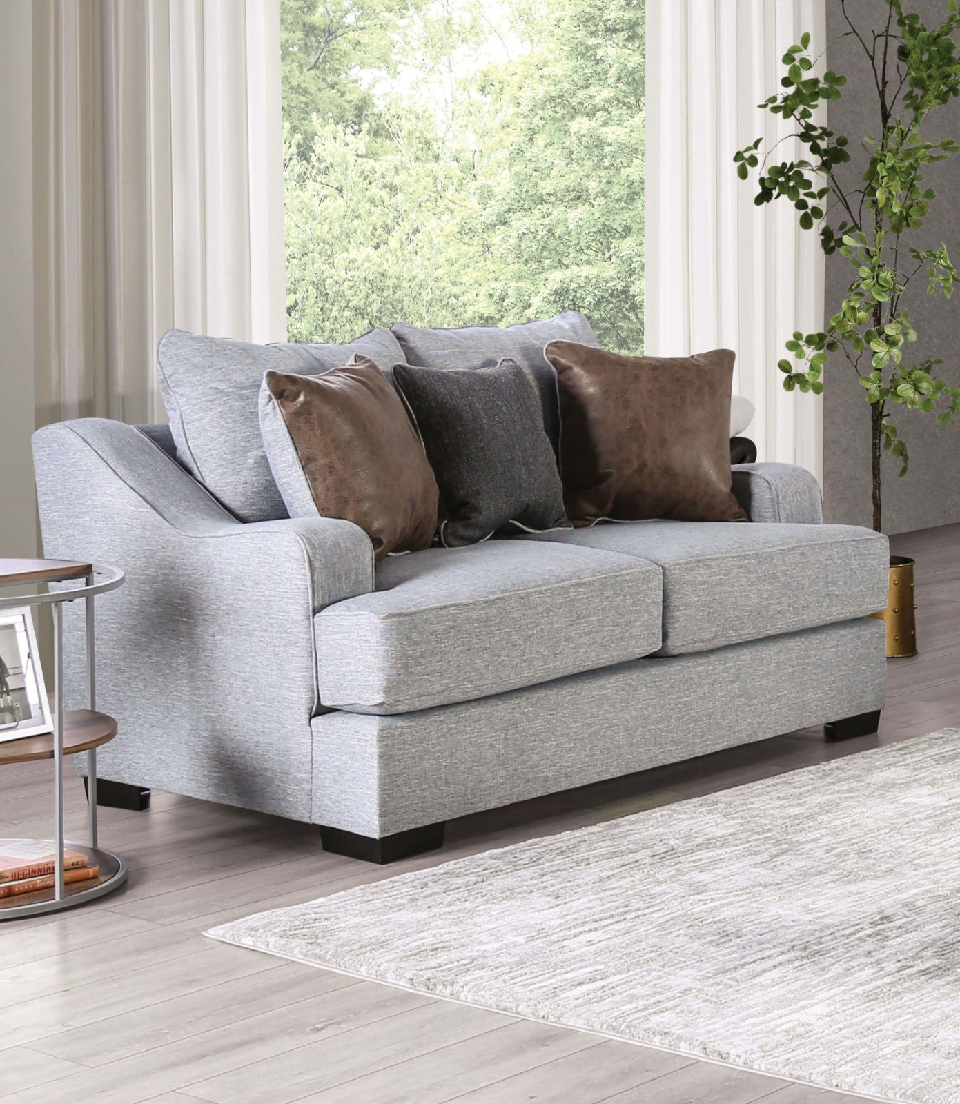 Skyline Light Gray/Brown, Sofa & Loveseat - Ornate Home