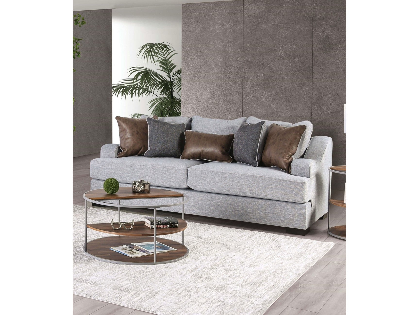 Skyline Light Gray/Brown Sofa - Ornate Home