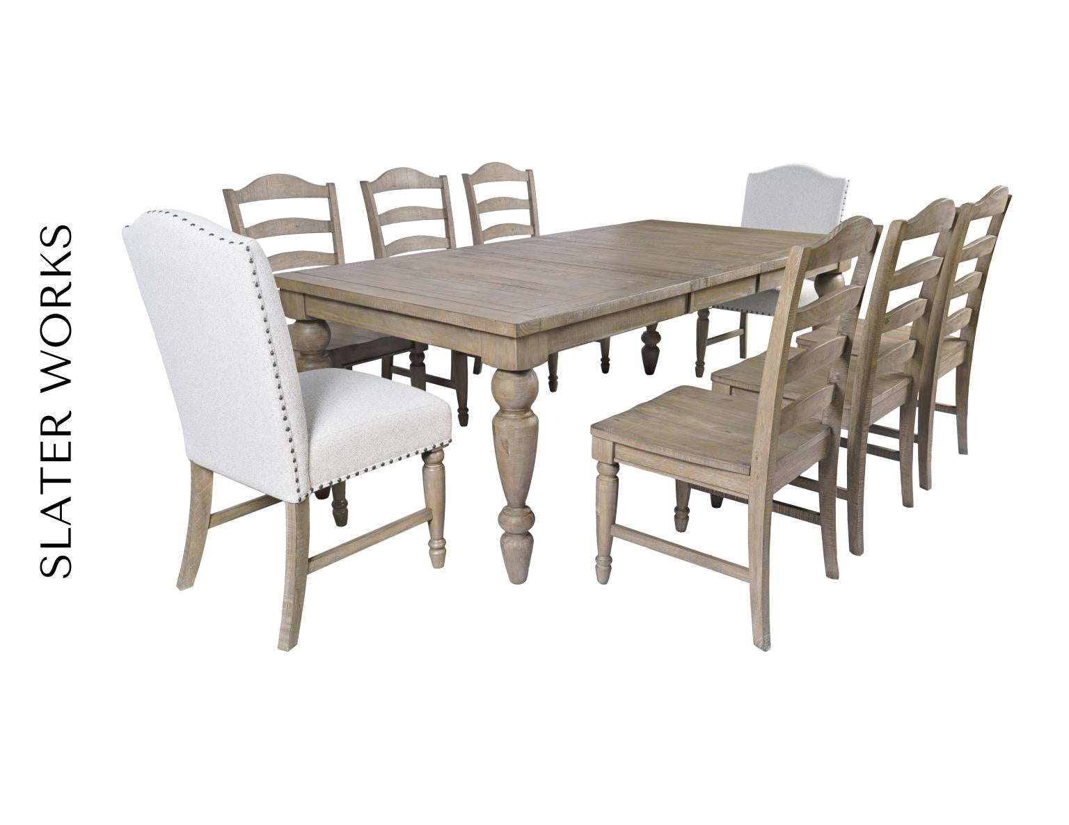 Slater Works Natural/Cream Rectangular Dining Table w/ 4 Upholstered Chair - Ornate Home