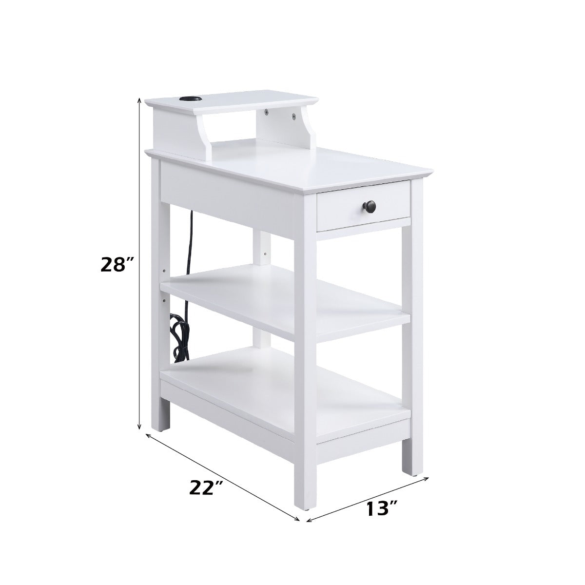 Slayer White Side Table (USB Charging Dock) - Ornate Home