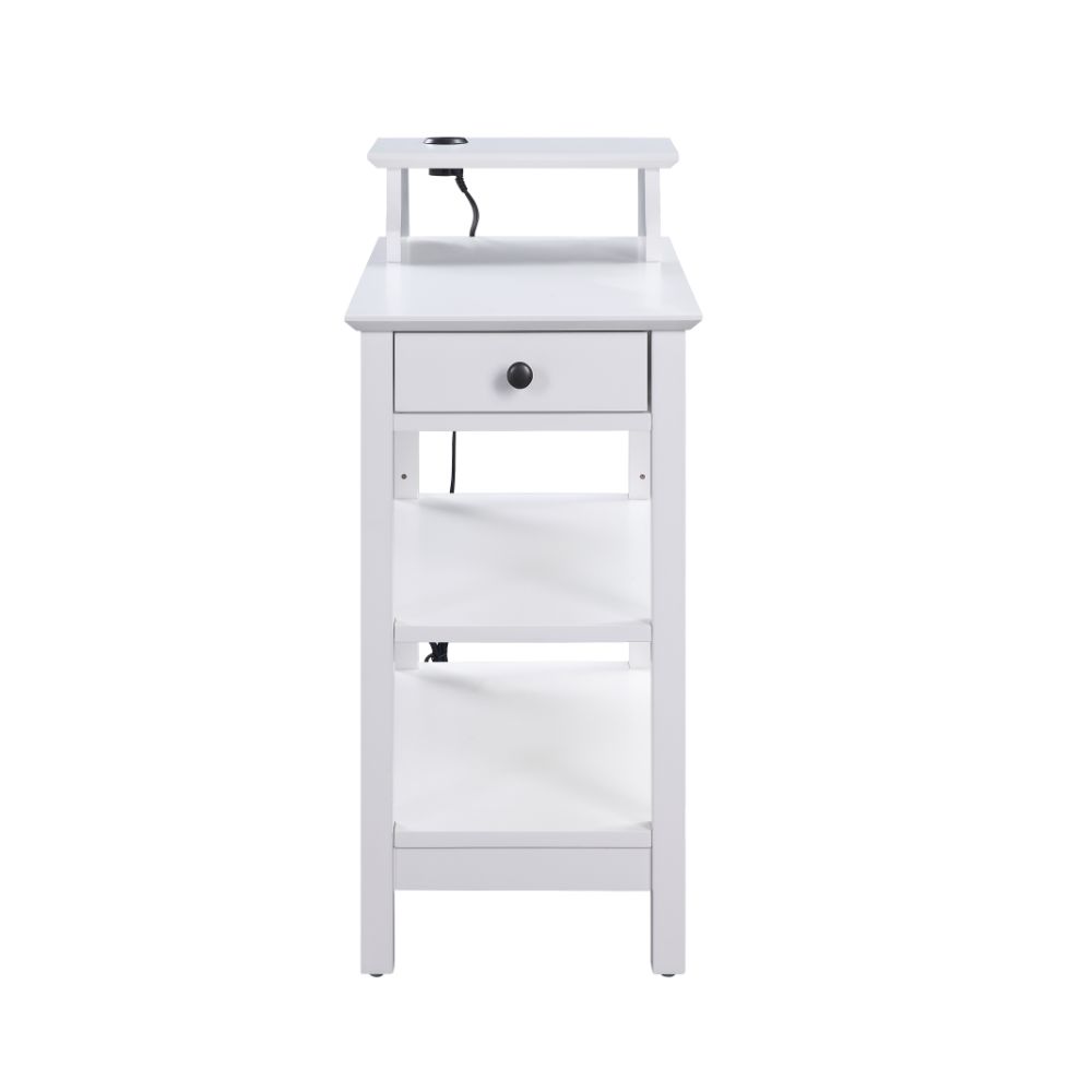 Slayer White Side Table (USB Charging Dock) - Ornate Home