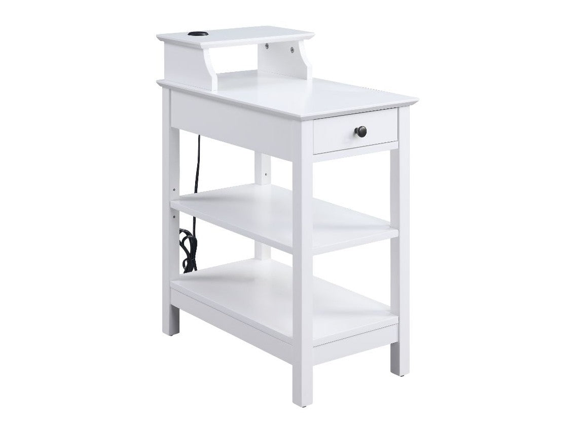 Slayer White Side Table (USB Charging Dock) - Ornate Home