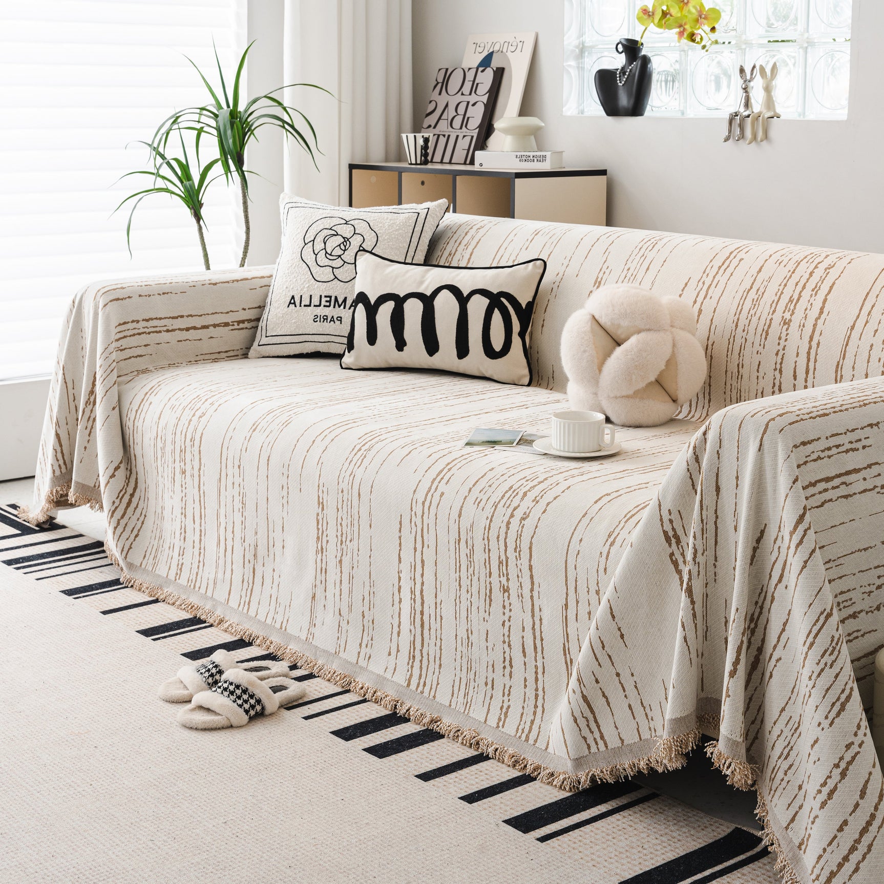 Slip Covers for Sofas, Sofa Throw Cover Soft Chenille Sofa Bed Cover, L Shaped Sectional Couch Covers - Ornate Home