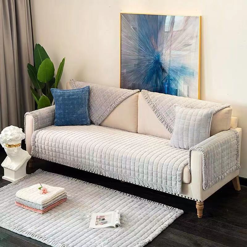 Slipcover KAS Plush Sofa Towel Enhances Living Room Decor with Non-Slip Protection for Furniture - Ornate Home