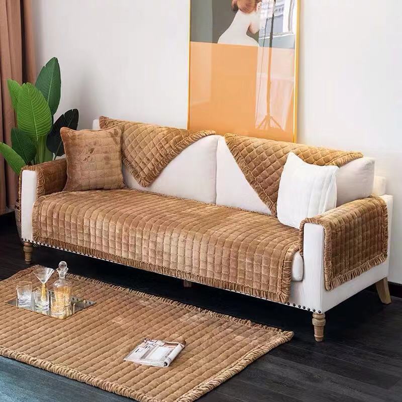 Slipcover KAS Plush Sofa Towel Enhances Living Room Decor with Non-Slip Protection for Furniture - Ornate Home