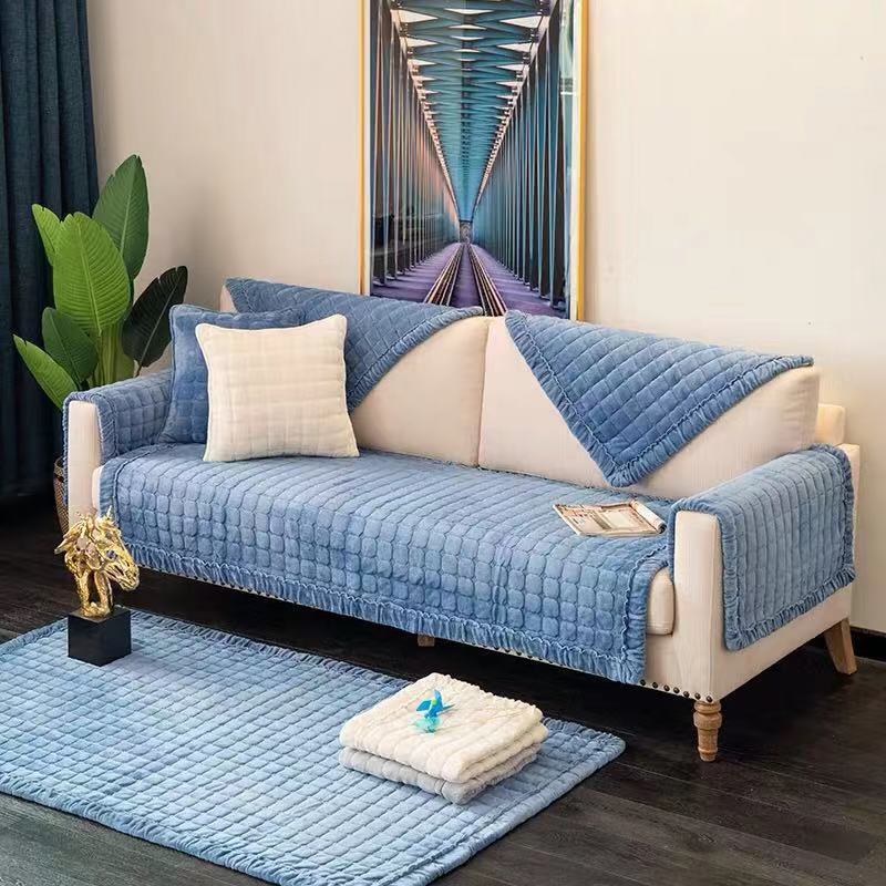 Slipcover KAS Plush Sofa Towel Enhances Living Room Decor with Non-Slip Protection for Furniture - Ornate Home