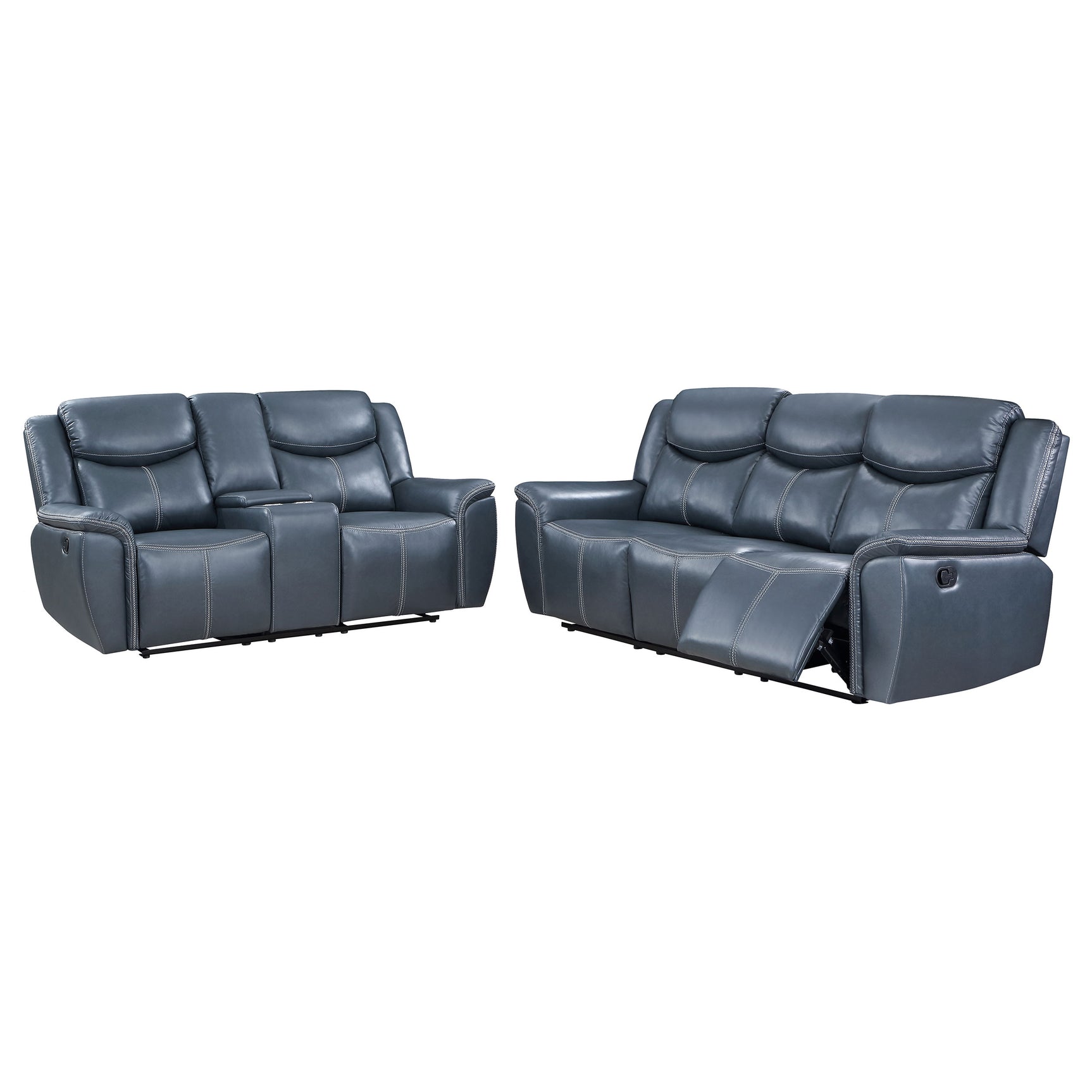 Sloane Blue 2-piece Upholstered Reclining Sofa Set - Ornate Home