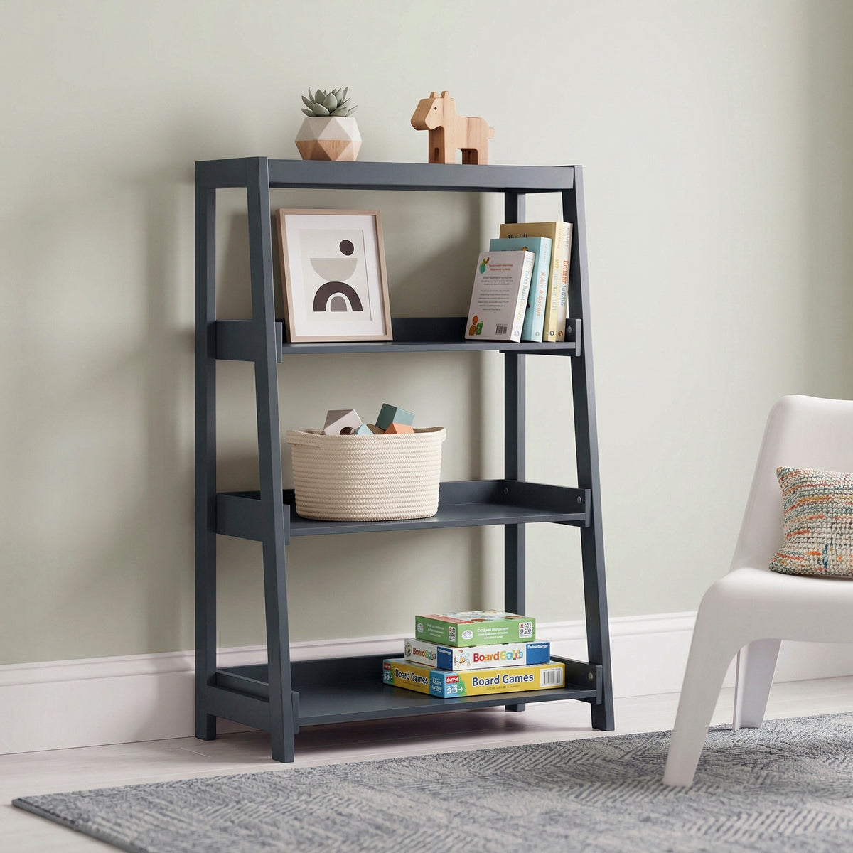 Sloane Blue 3 Fixed Shelves Bookcase - Ornate Home