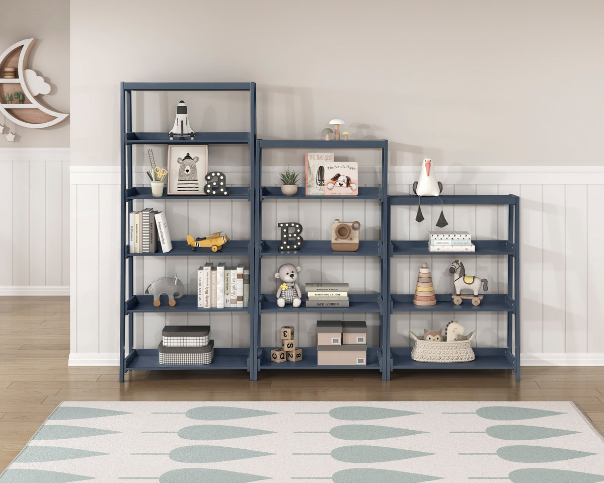 Sloane Blue 5 Fixed Shelves Bookcase - Ornate Home