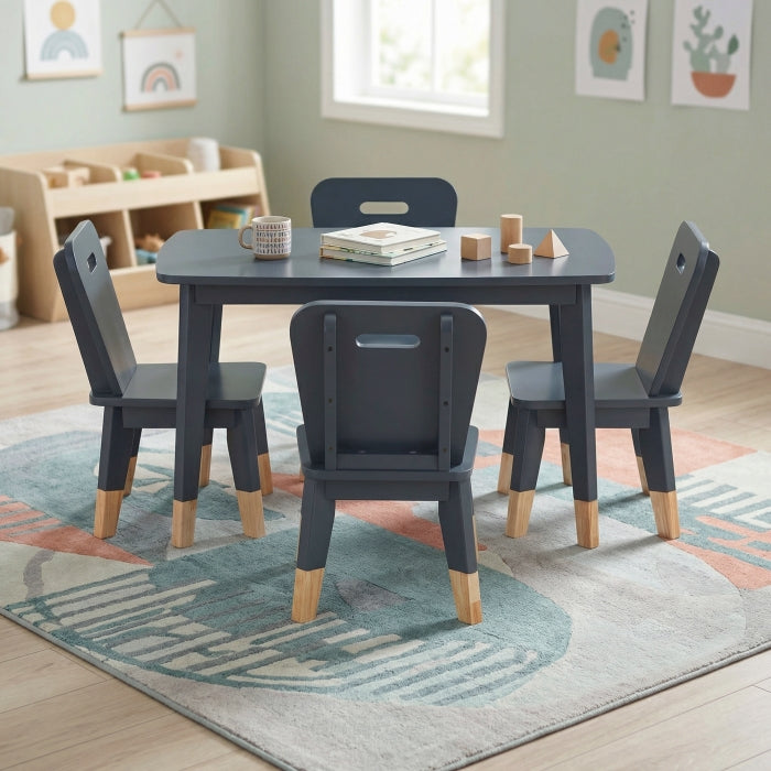Sloane Blue 5-Piece Pack Children Table And Chairs Set - Ornate Home