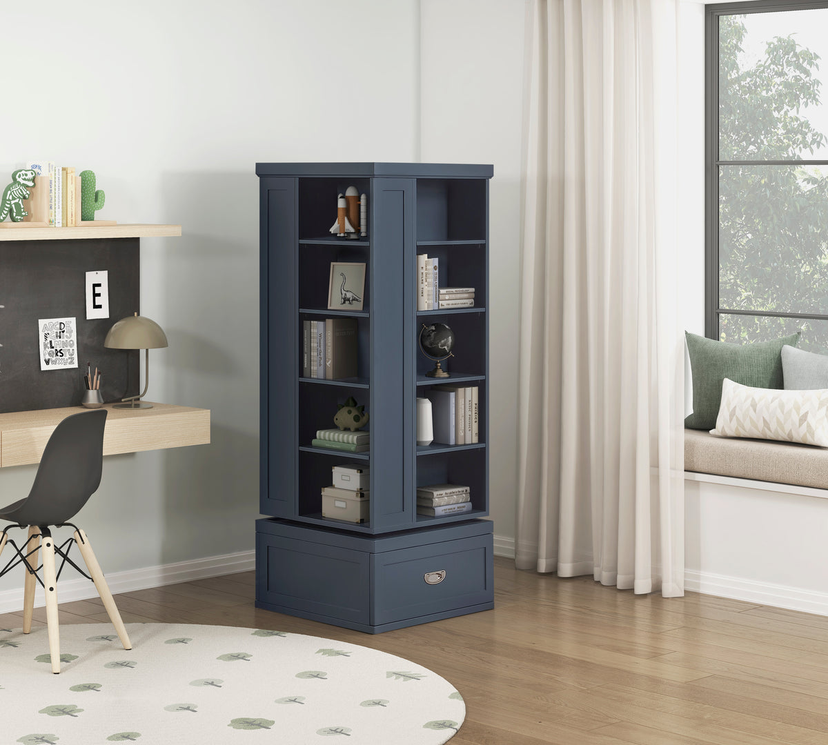 Sloane Blue Swivel Bookcase - Ornate Home