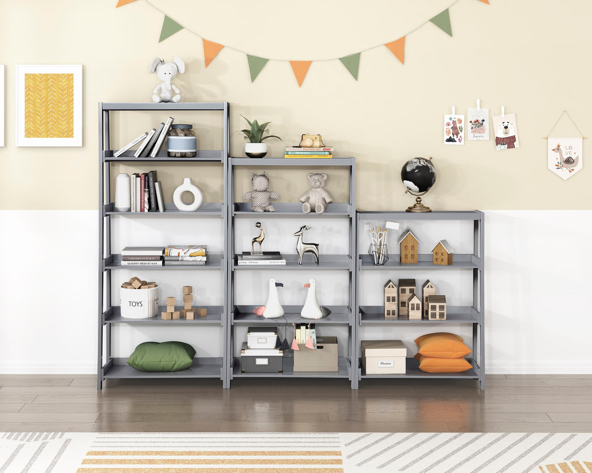 Sloane Gray 4 Fixed Shelves Bookcase - Ornate Home