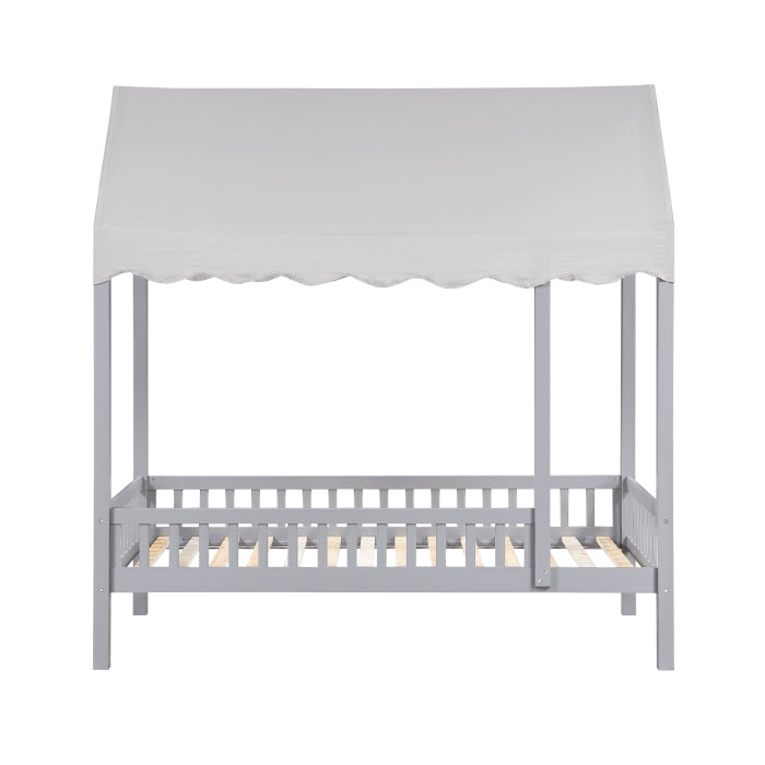 Sloane Gray Twin Canopy Platform Bed - Ornate Home
