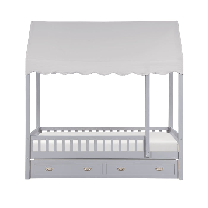 Sloane Gray Twin Canopy Platform Bed - Ornate Home