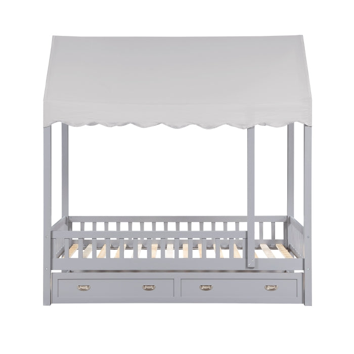 Sloane Gray Twin Canopy Platform Bed - Ornate Home
