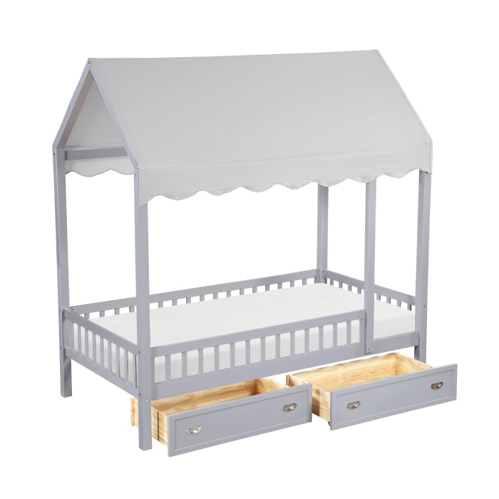 Sloane Gray Twin Canopy Platform Bed - Ornate Home