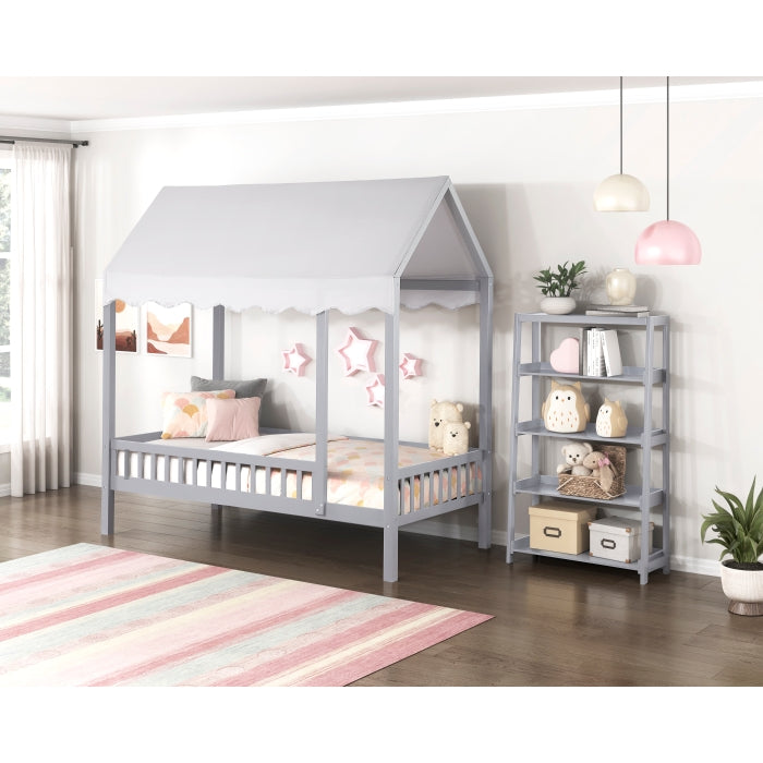 Sloane Gray Twin Canopy Platform Bed - Ornate Home