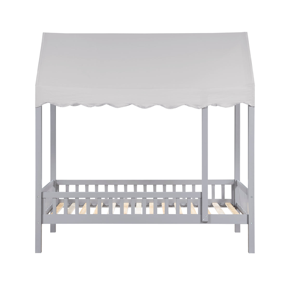 Sloane Gray Twin Canopy Platform Bed - Ornate Home