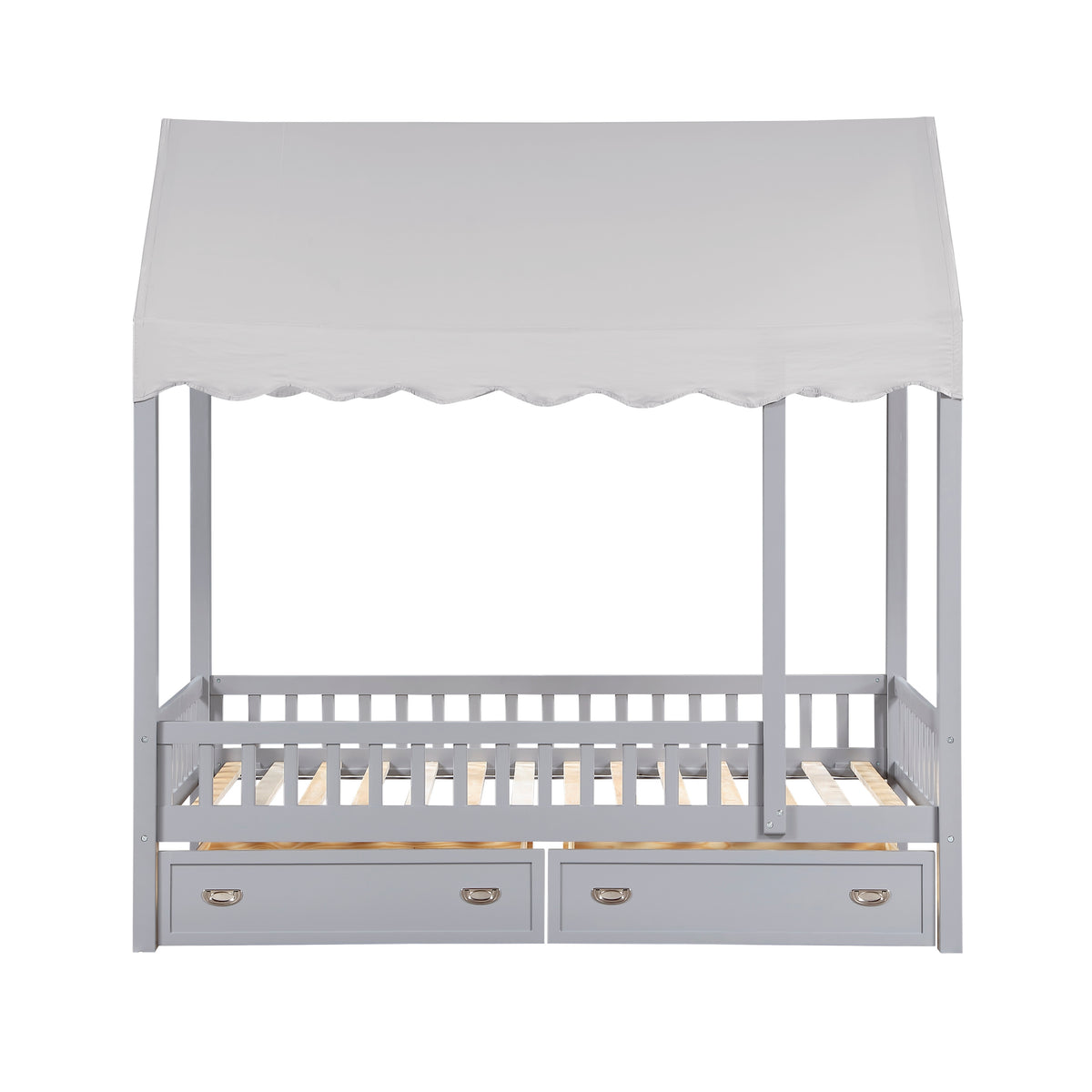 Sloane Gray Twin Canopy Platform Bed - Ornate Home