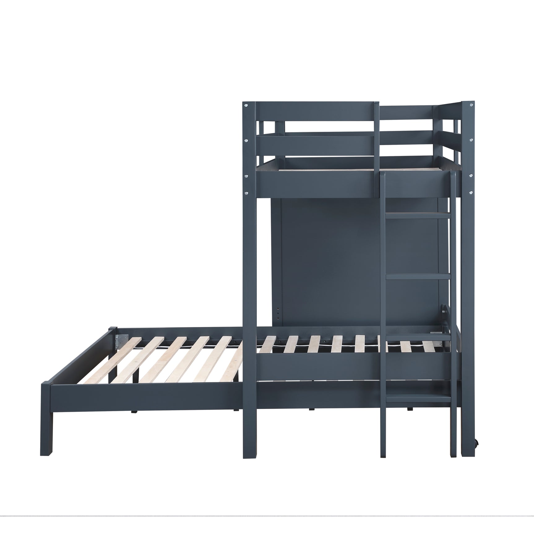 Sloane Navy BlueTwin / Full Loft Bunk Bed with Chest and Hidden Desk - Ornate Home