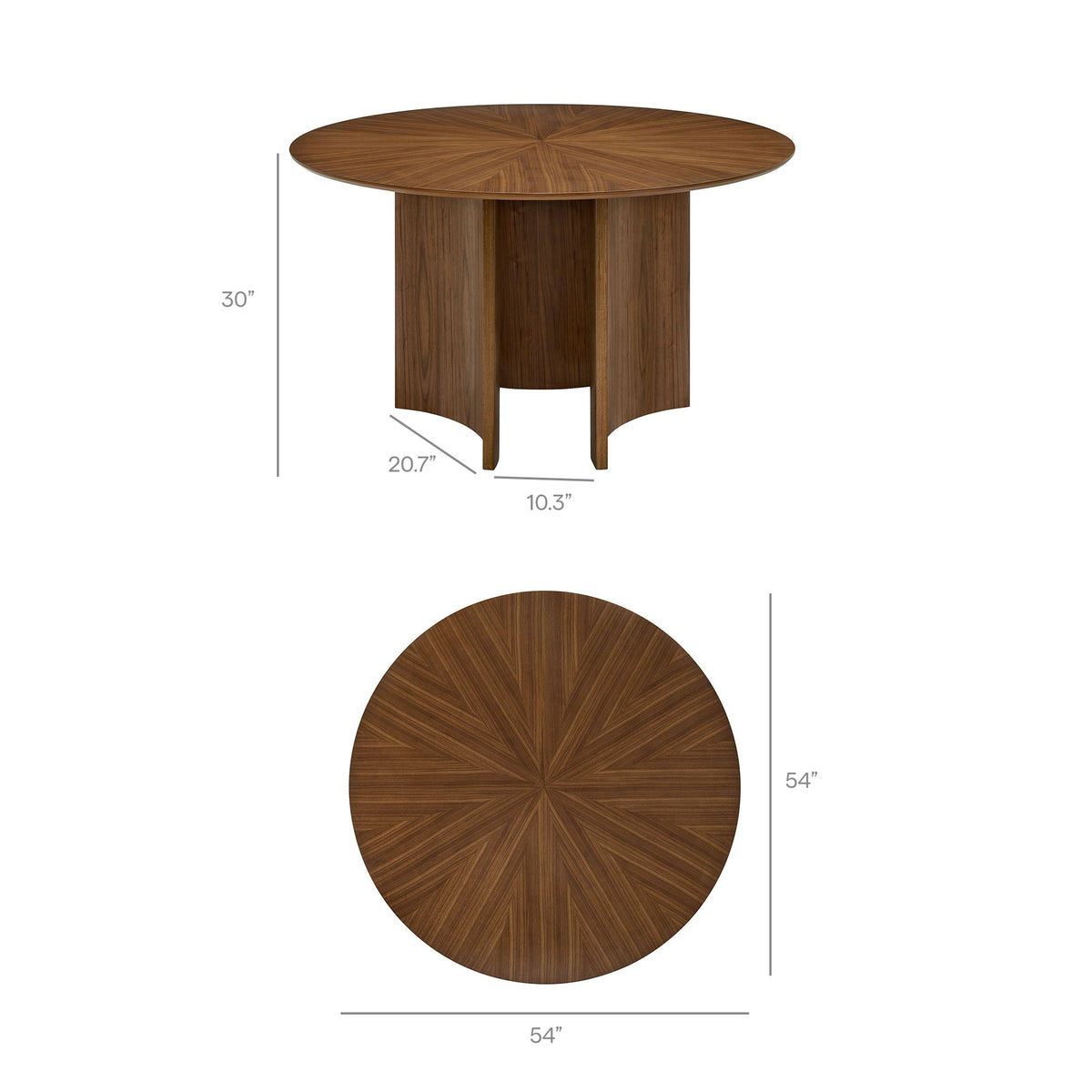 Sloane Walnut 54 Inch Round Dining Table - Ornate Home