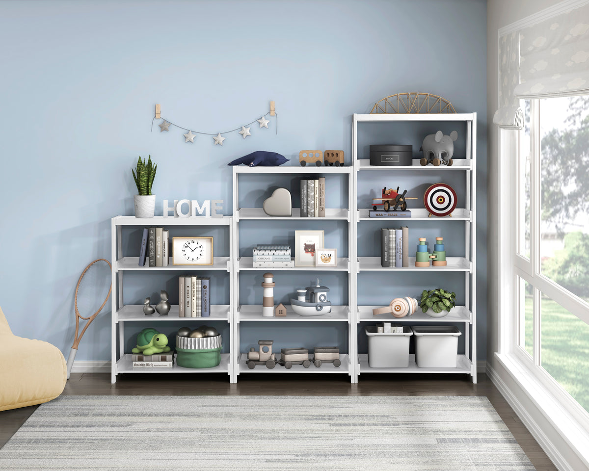Sloane White 4 Fixed Shelves Bookcase - Ornate Home