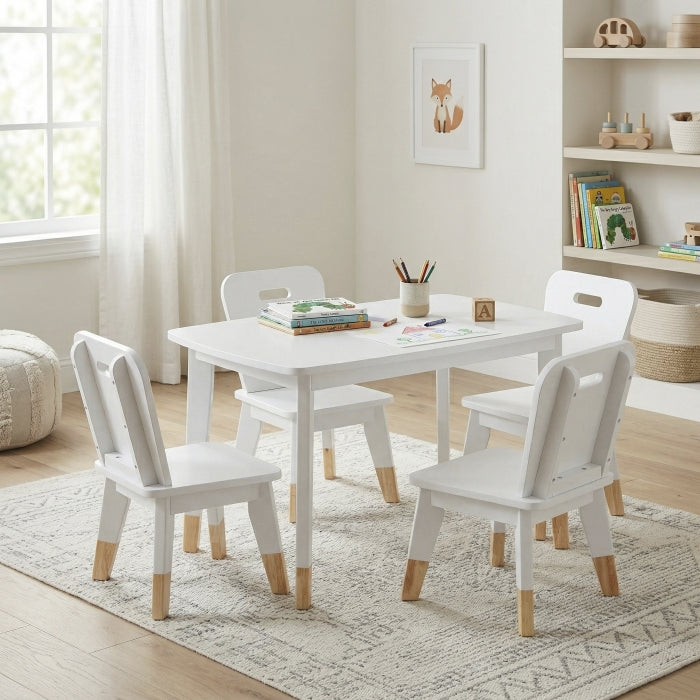 Sloane White 5-Piece Pack Children Table And Chairs Set - Ornate Home