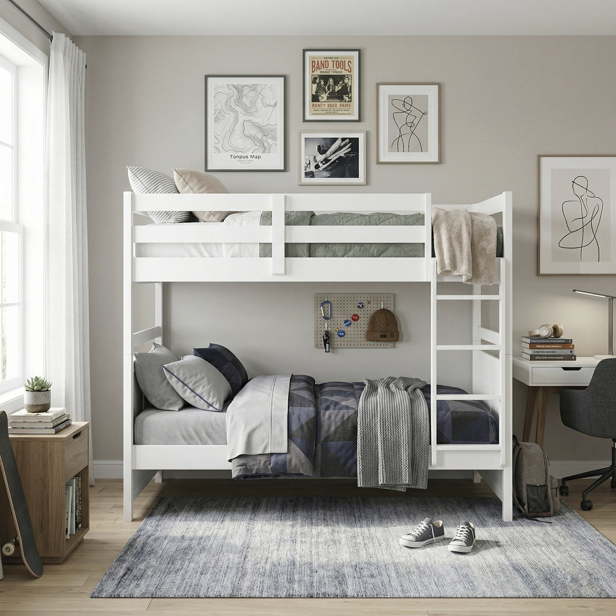Sloane White Twin Bunk Bed - Ornate Home