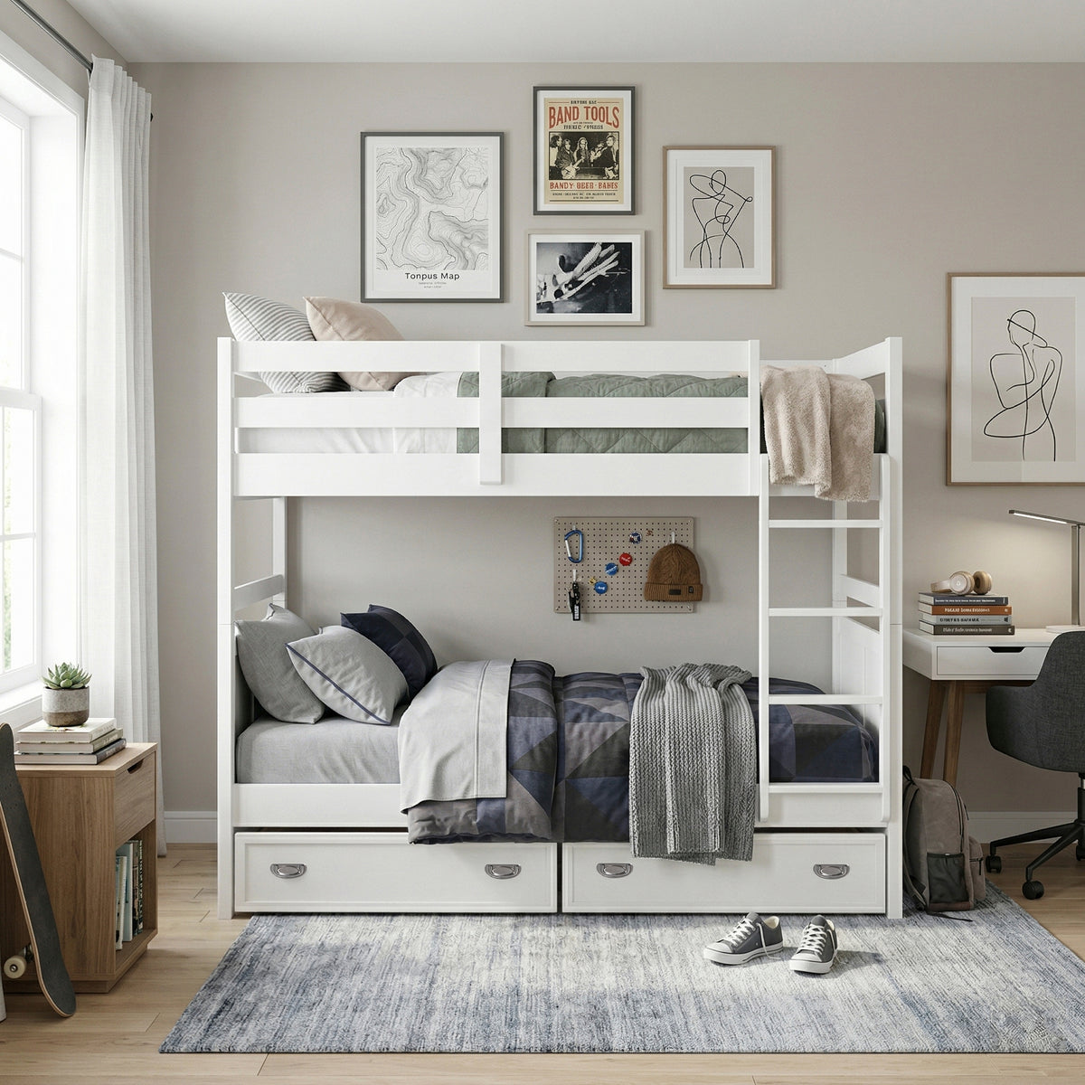 Sloane White Twin Bunk Bed - Ornate Home