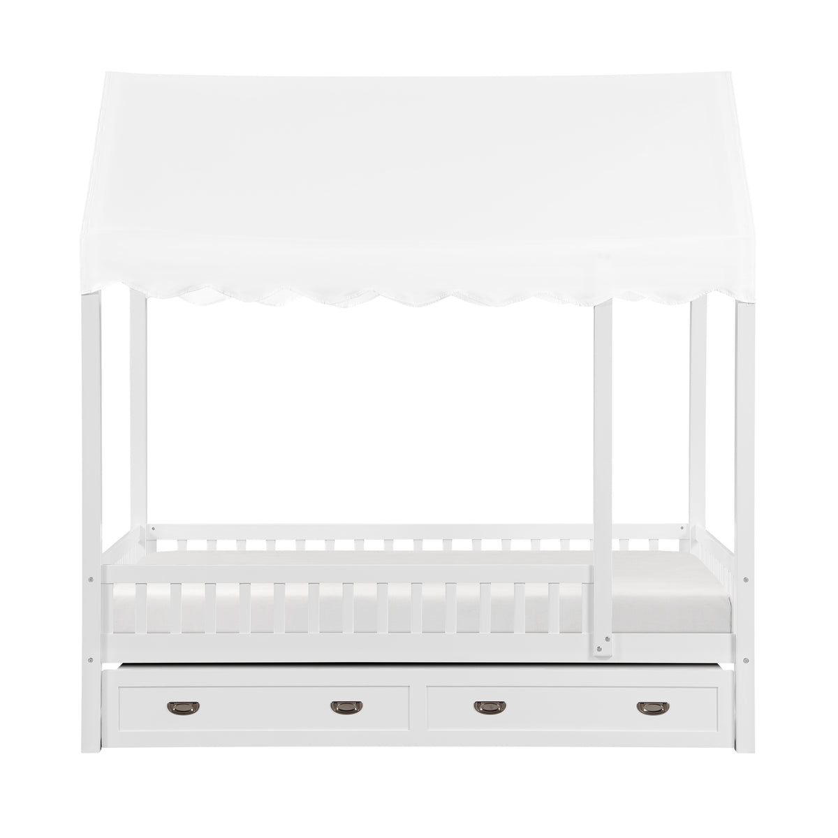 Sloane White Twin Canopy Platform Bed - Ornate Home