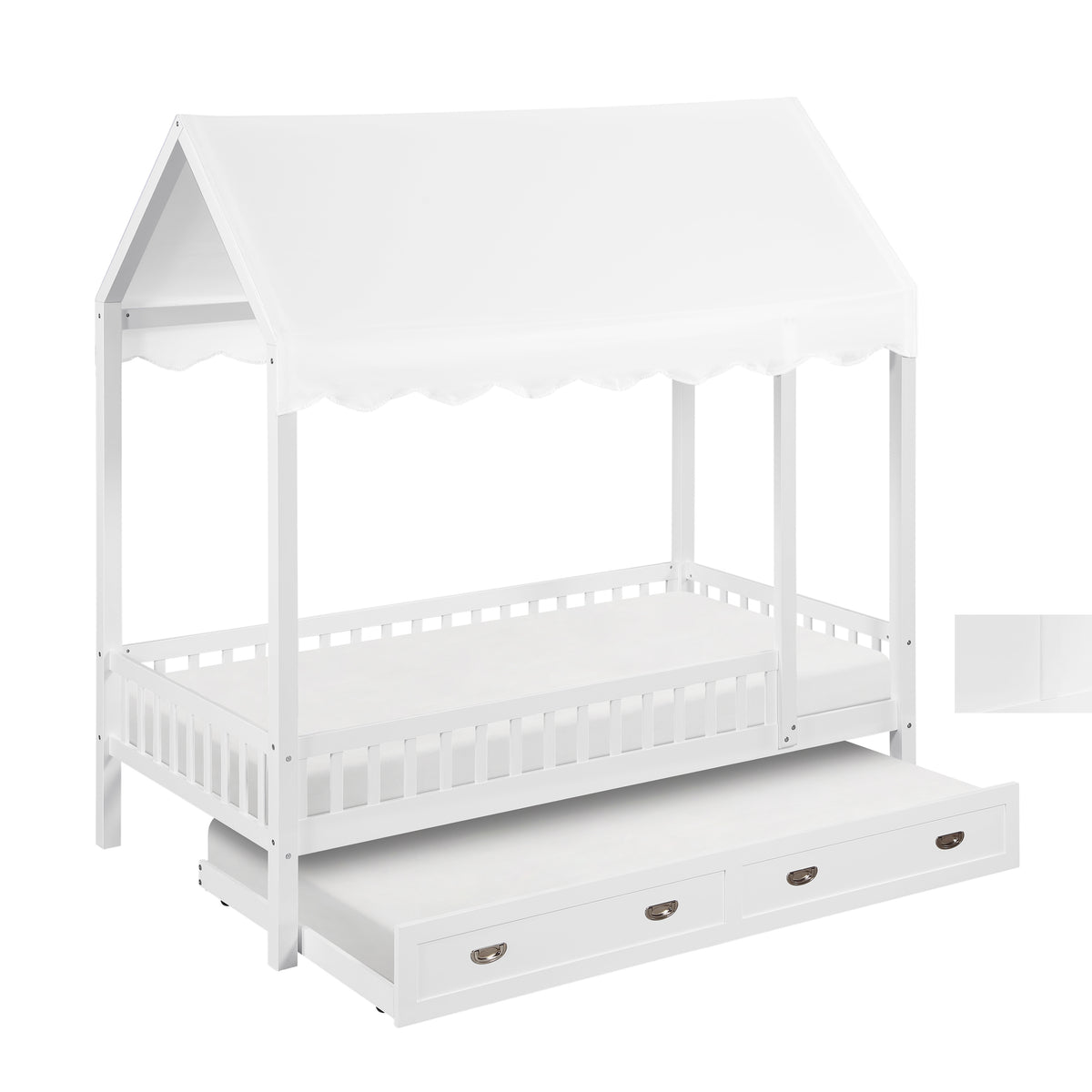 Sloane White Twin Canopy Platform Bed - Ornate Home