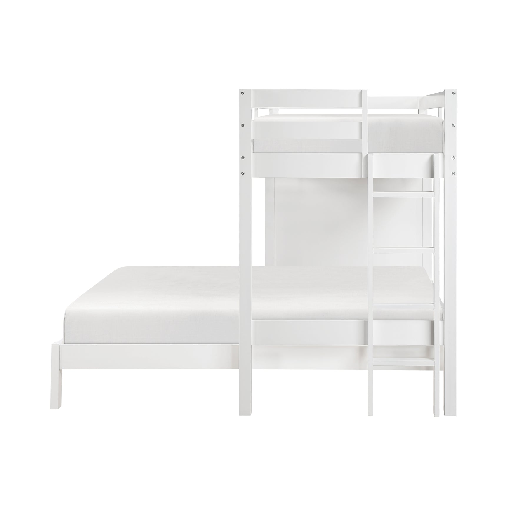 Sloane White Twin / Full Loft Bunk Bed with Chest and Hidden Desk - Ornate Home