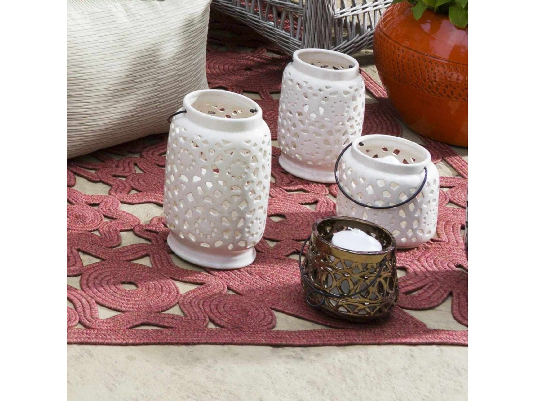 Sloughhouse White Ceramic Outdoor Lantern - Ornate Home