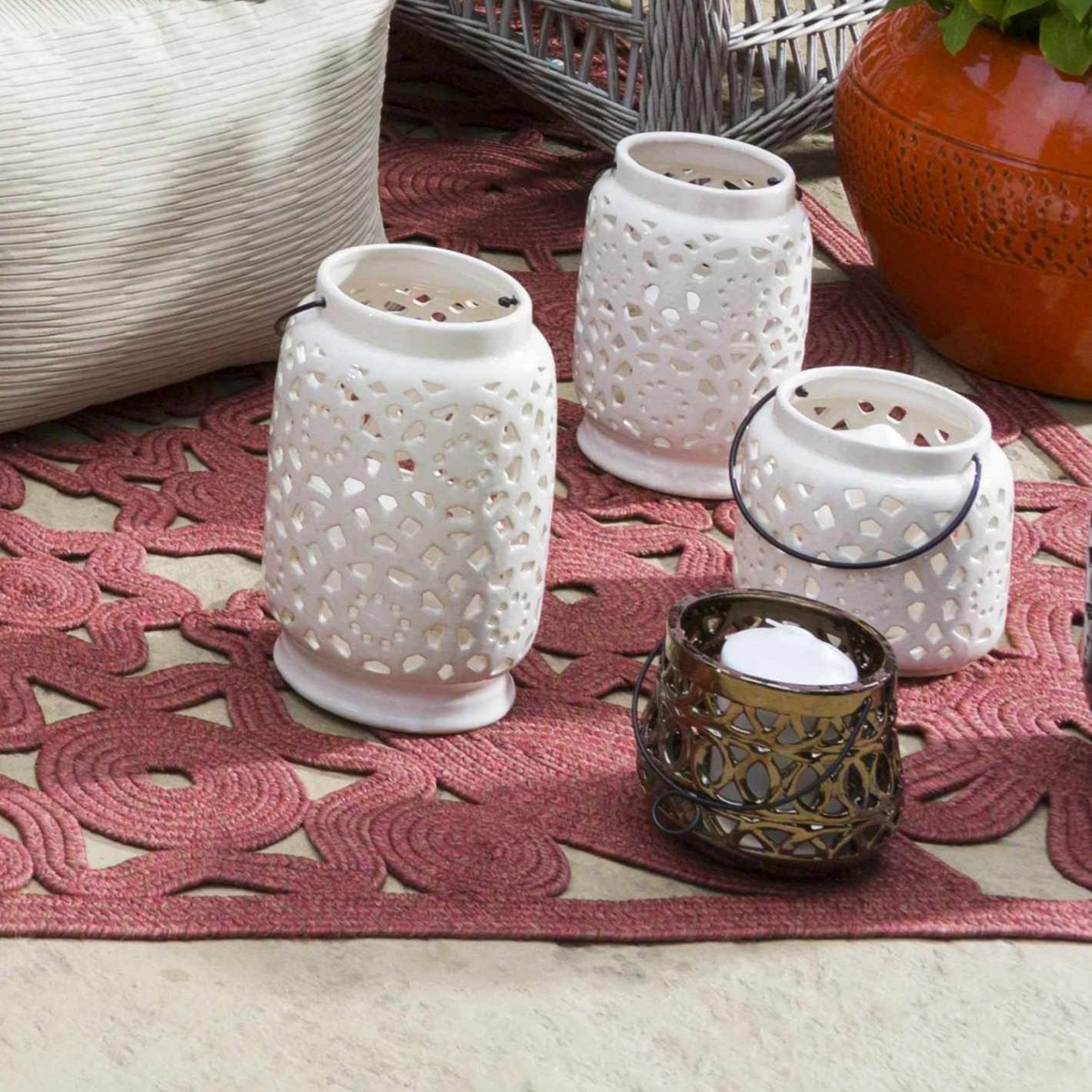 Sloughhouse White Ceramic Outdoor Lantern - Ornate Home