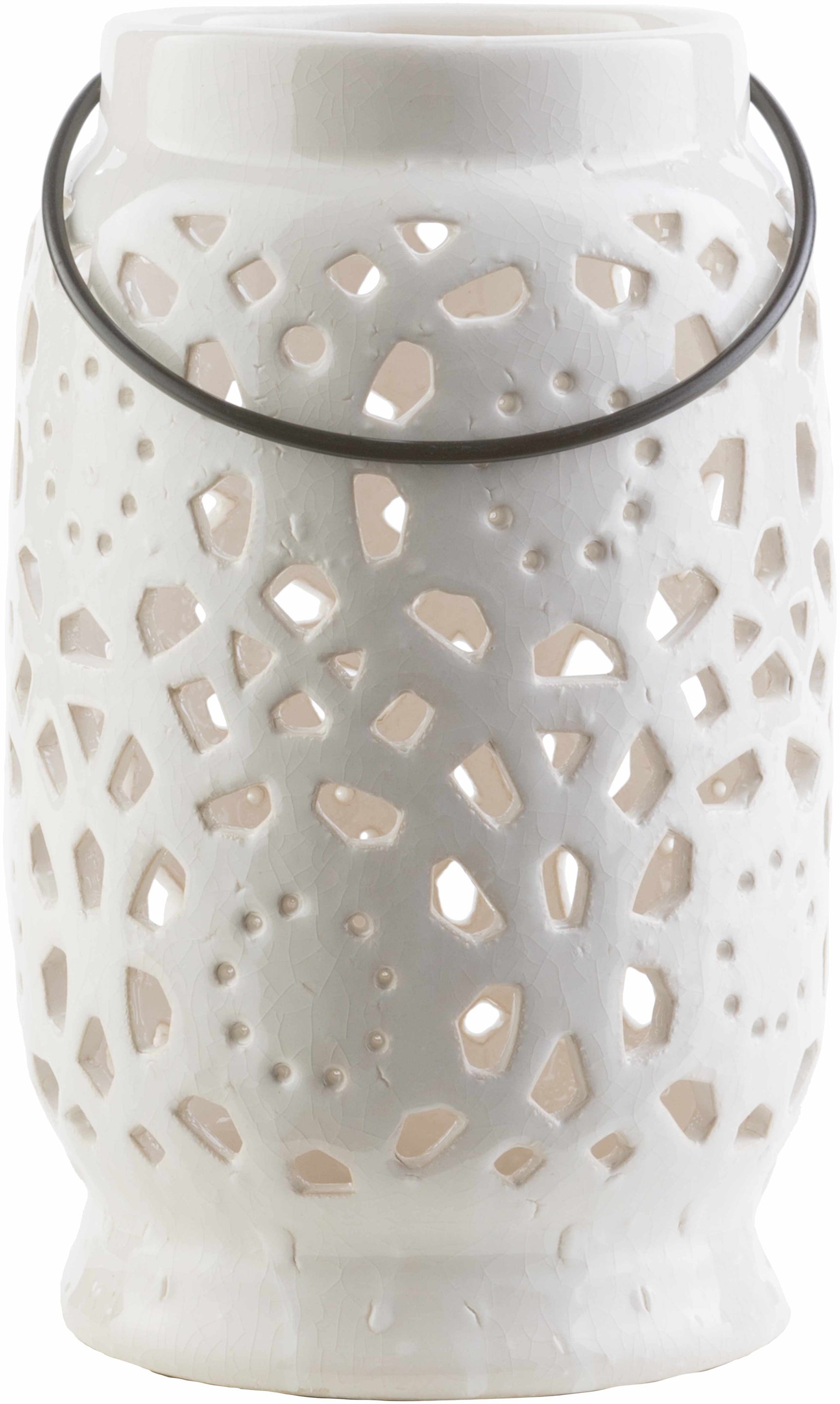 Sloughhouse White Ceramic Outdoor Lantern - Ornate Home