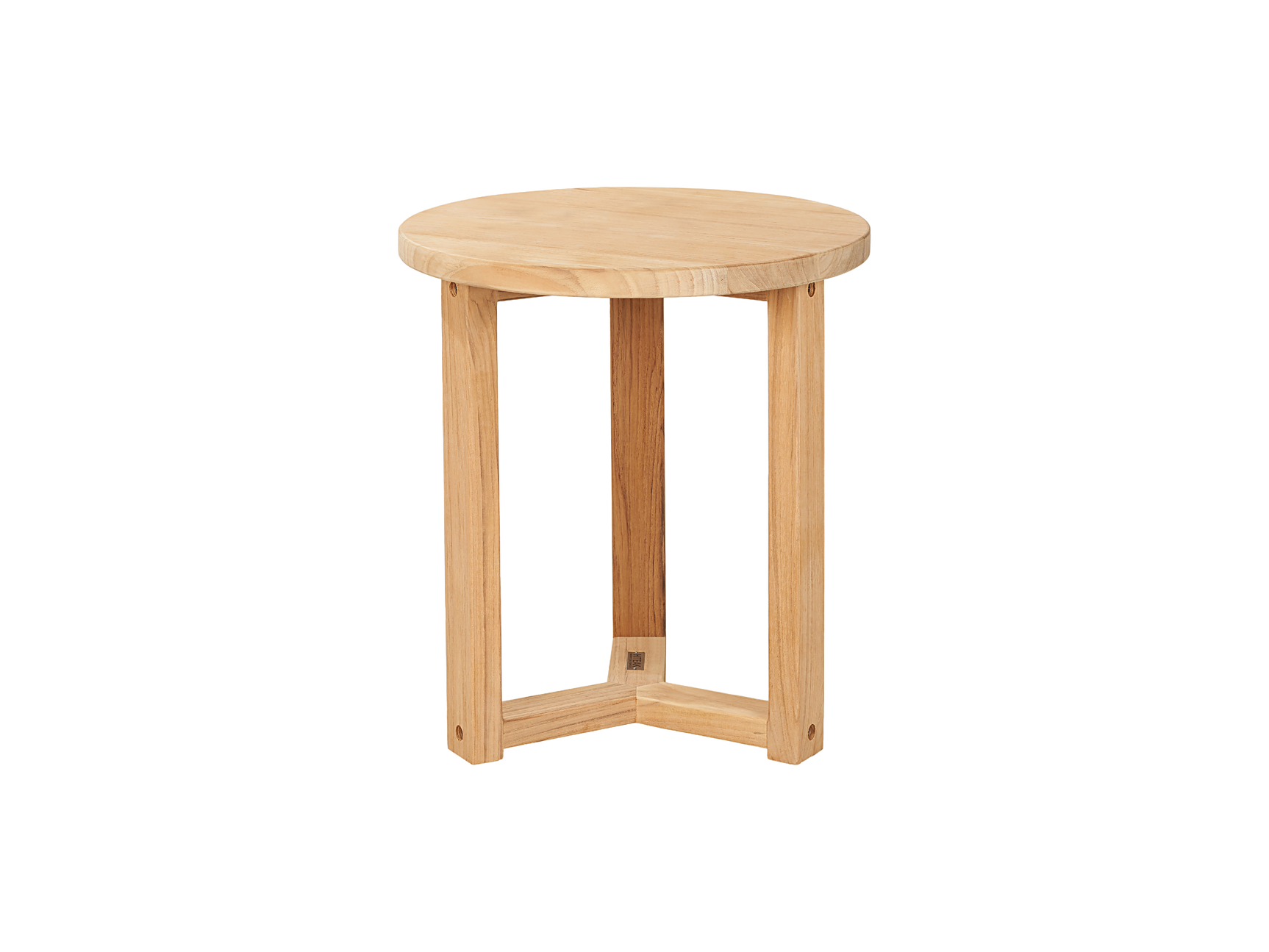 Small Round Teak Outdoor Cross Legs Nesting Side Table - Ornate Home