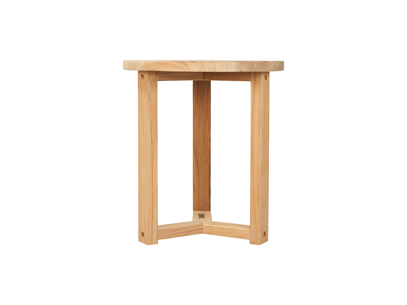 Small Round Teak Outdoor Cross Legs Nesting Side Table - Ornate Home
