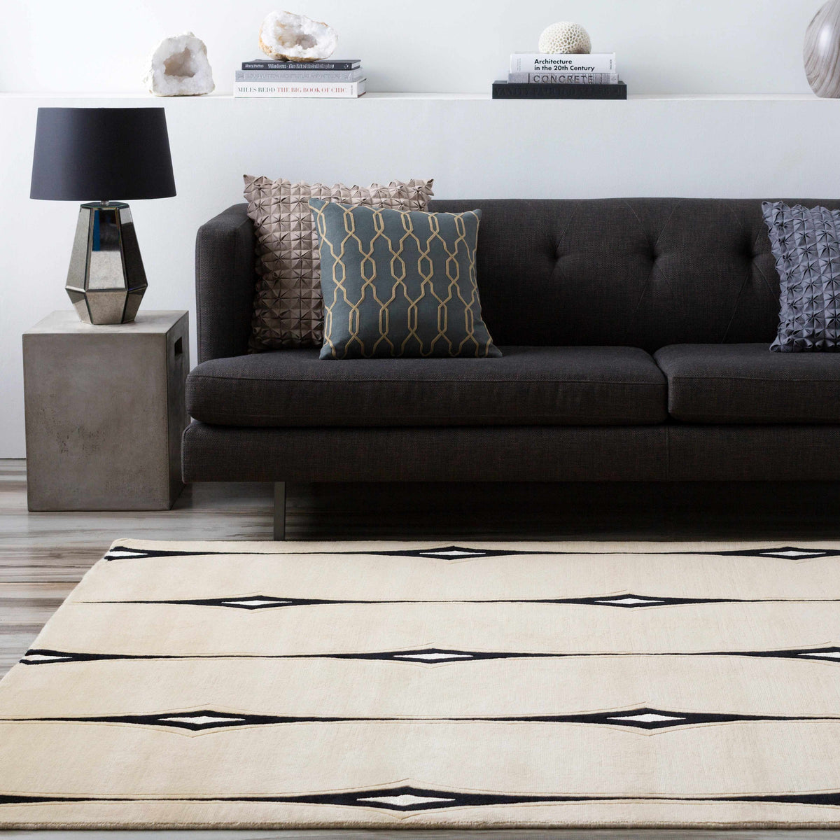 Smartt Beige&Black Premium Wool Rug - Clearance - Ornate Home