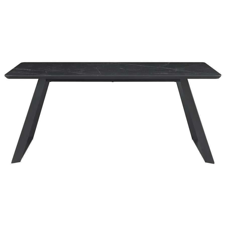 Smith Black Ceramic Top Rectangle Dining Table - Ornate Home