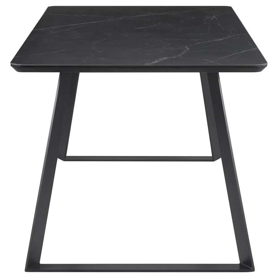 Smith Black Ceramic Top Rectangle Dining Table - Ornate Home
