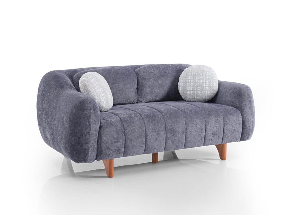 Snowy Anthracite Stationary Loveseat - Ornate Home