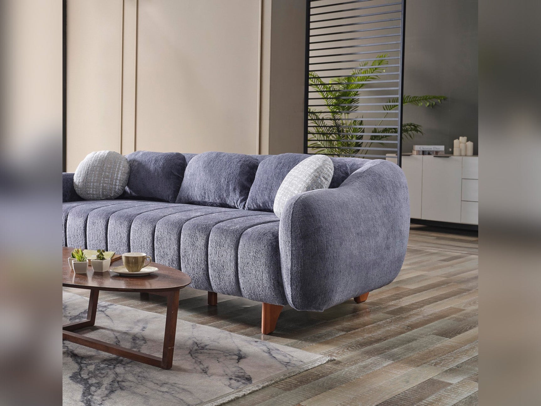 Snowy Anthracite 3-pieces (Sofa & Loveseat & Swivel Chair) Living Room Set