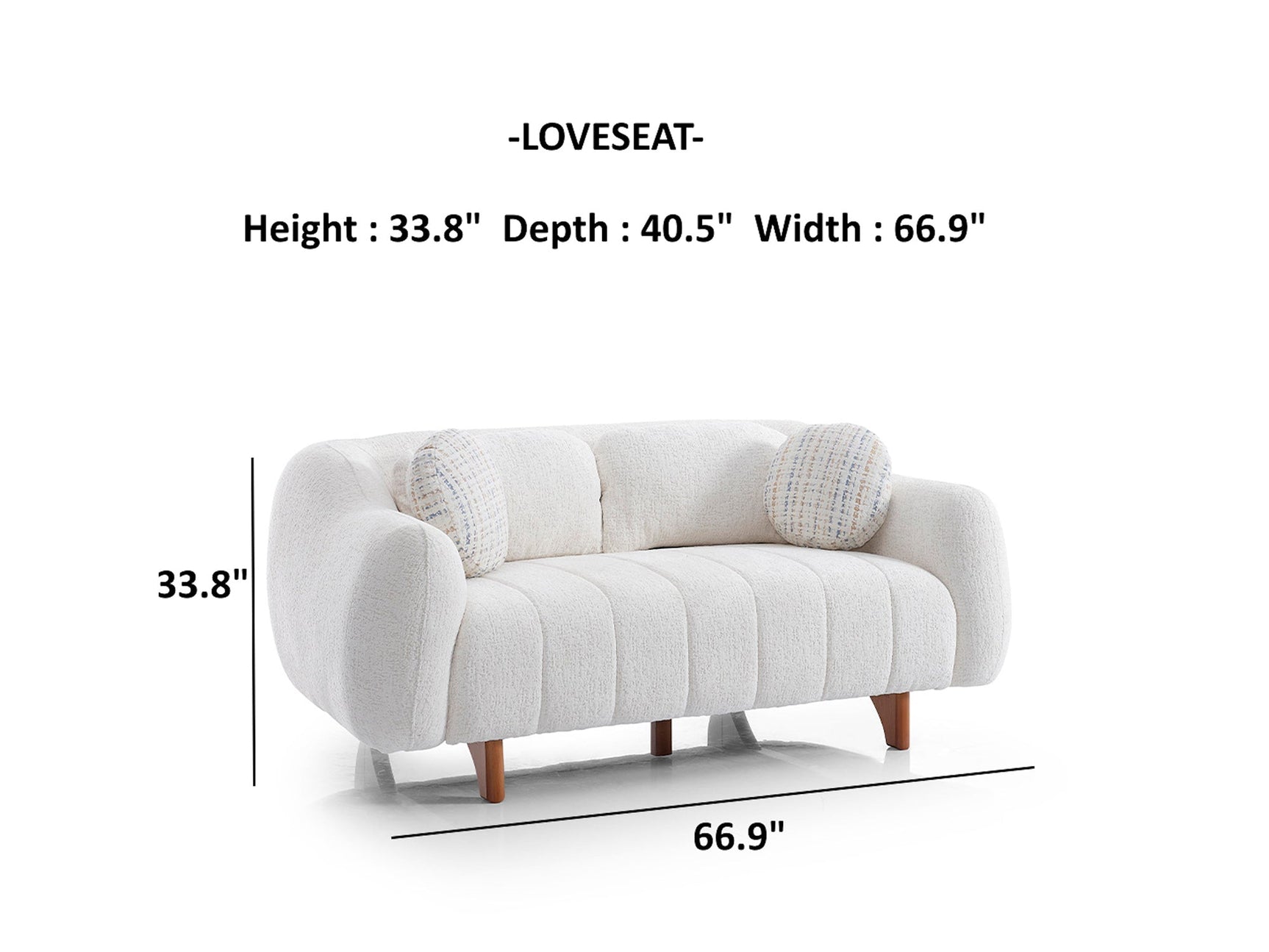 Snowy Cream 3-pieces (Sofa & Loveseat & Swivel Chair) Living Room Set