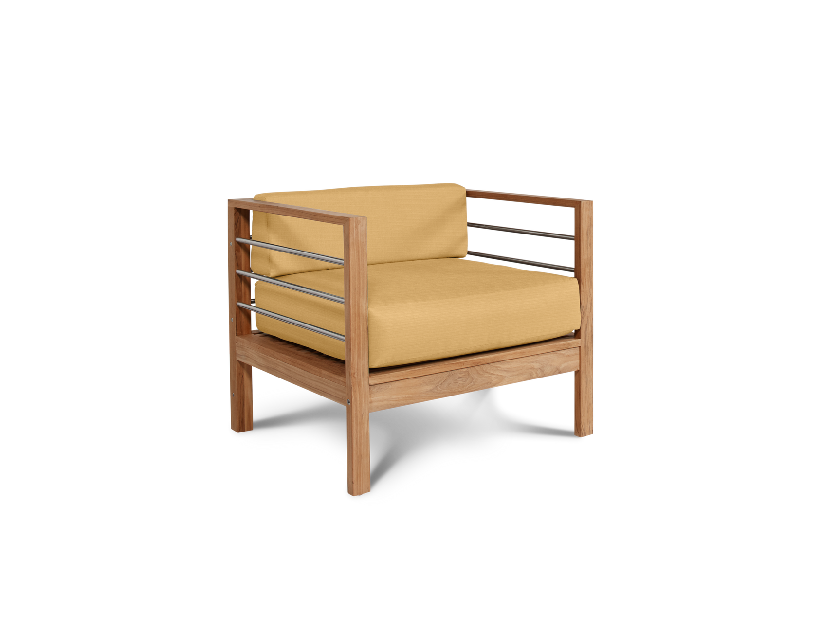 SoHo 4-Piece Teak Dupione Cornsilk Outdoor Patio Deep Seating Set with Sunbrella® Cushion - Ornate Home