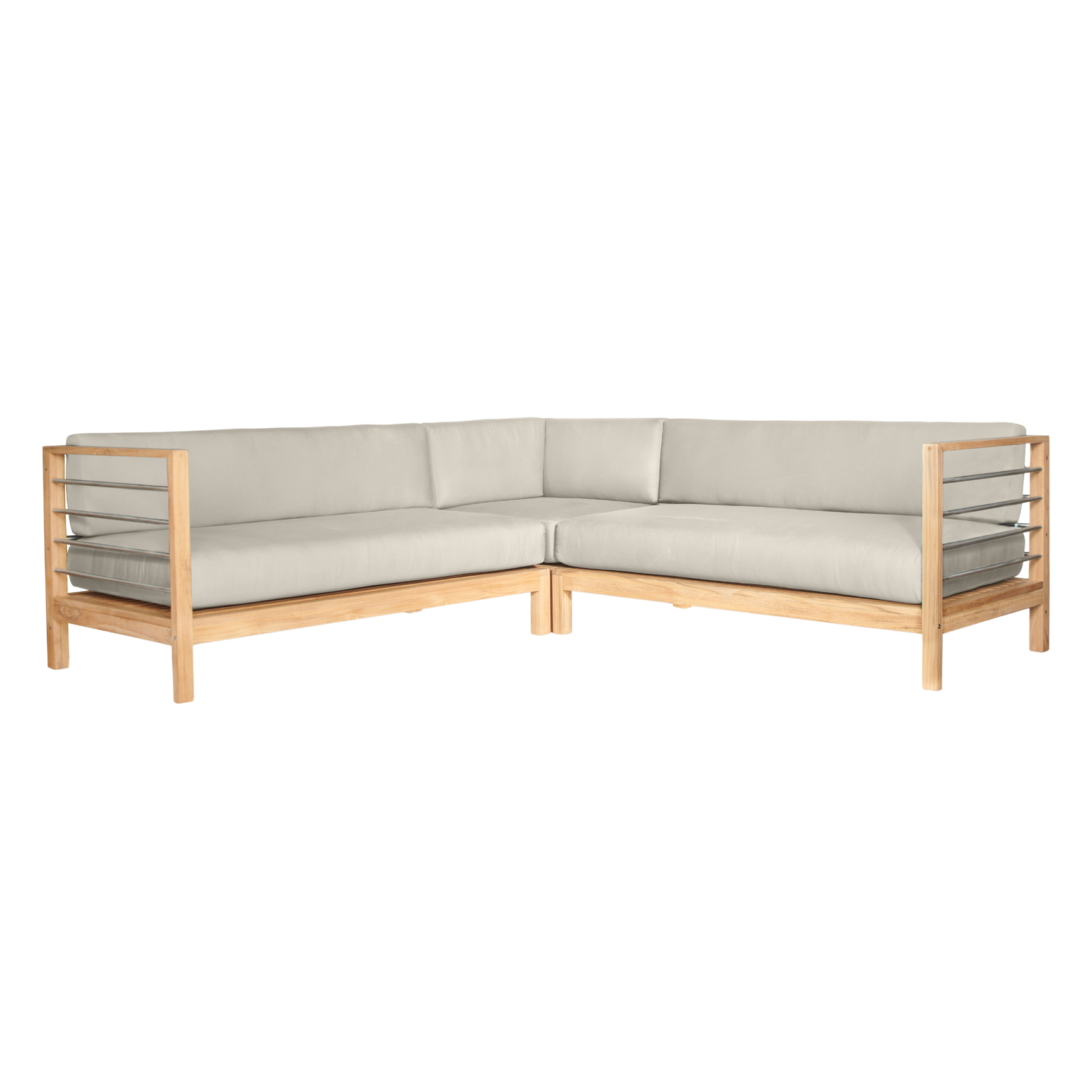 SoHo Teak Canvas Outdoor Sectional Corner with Sunbrella® Cushion - Ornate Home