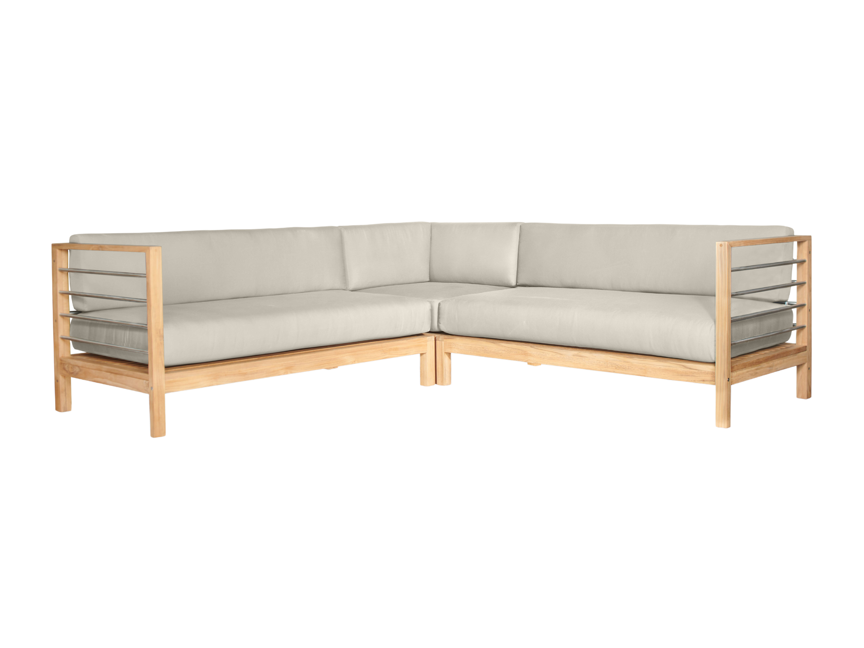 SoHo Teak Canvas Outdoor Sectional Left Sofa with Sunbrella® Cushion - Ornate Home