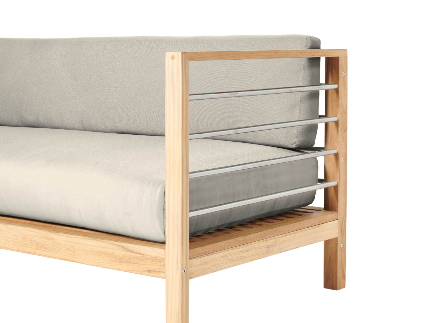 SoHo Teak Canvas Outdoor Sectional Right Sofa with Sunbrella® Cushion - Ornate Home